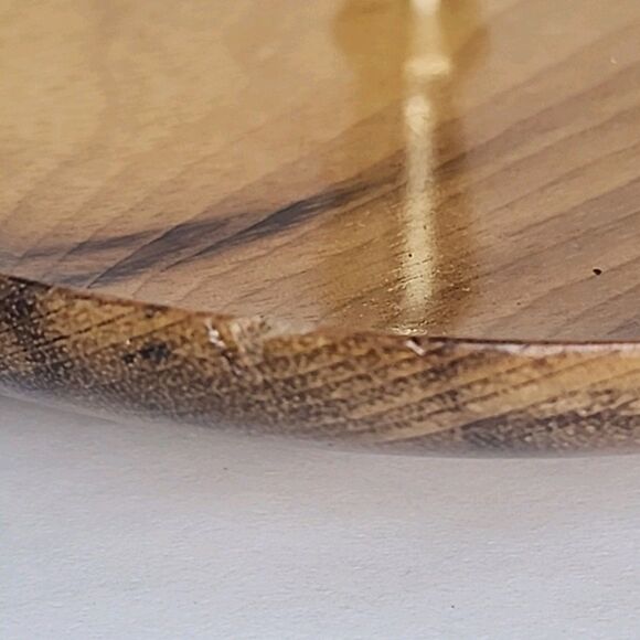 Oregon Made in USA Myrtlewood Gold Metal Handle Wooden Server Dish Brown Vintage - Picture 9 of 10